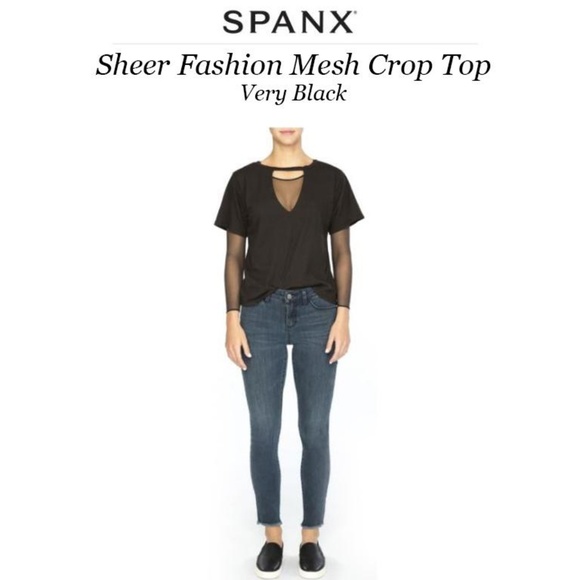 spanx sheer fashion mesh crop top